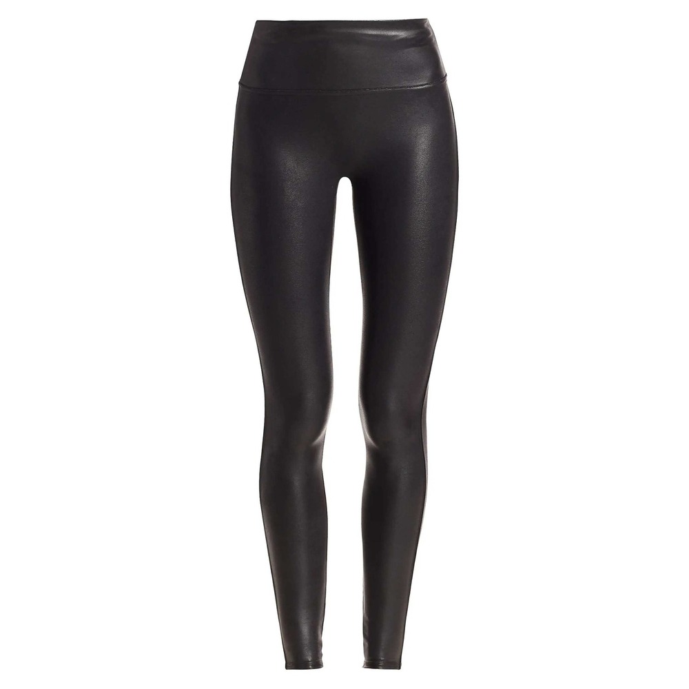 Spanx Faux Leather Leggings Black High Waisted Shaper Pants Large
